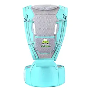 Kiddale Baby Carrier Sling, Kangaroo Bag, Carrying Belt with Detachable Hip Seat,Adjustable Waist Length(Upto 44 inch),Ergonomically Designed,Water Proof,Shoulder Strap, Side and Front Pocket - Green