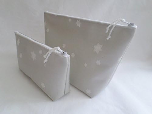 Handmade Oilcloth Set of 2 Make Up Bags - Grey Twinkle Twinkle Stars Fabric