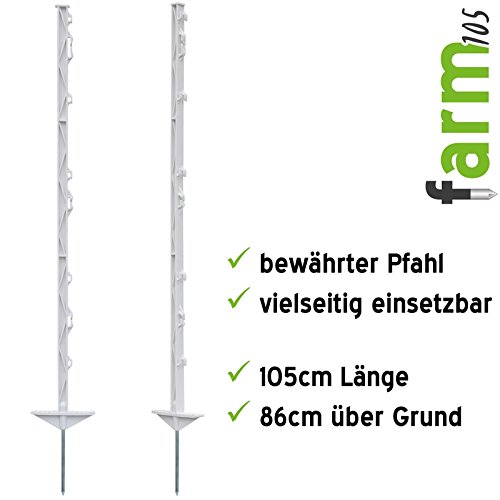 60x Weidezaunpfähle „farm von 105“ VOSS.farming, 105 cm, 8 Ösen, weiß - 2