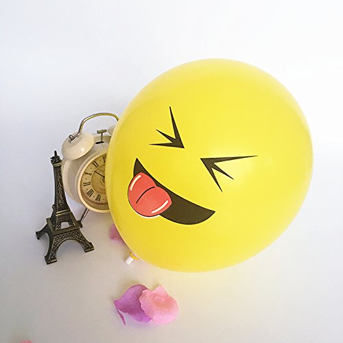 logei® 100St Emoji Luftballons verschiedene Miene Laune Ballons Luftballon Heliumballons Ballon Deko für Valentinstag, Verlobung, Hochzeit, Party in Gelb (Mienetyp nicht wählbar) - 9