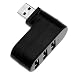 Produktbild USB 2.0 Hub 3 Port Adapter 180° drehbar Teiler Verteiler Schwarz Für PC Laptop
