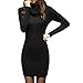 Produktbild JYJM 2018 Abendkleider lang Frauen Wasserfallausschnitt Knit Stretchable Elasticity Long Sleeve Slim Sweater Dress Strickkleider für Damen 50s Retro Schwingen Vintage Rockabilly Kleid Faltenrock