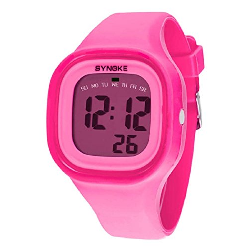 Tonsee Silikon LED Licht digitale Sport Uhr Kind Frauen Mdchen Mnner junge Armbanduhr (rosa)