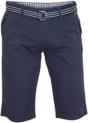 Mens Stretch Chino Shorts Slim Fit Smart Belted Half Pant