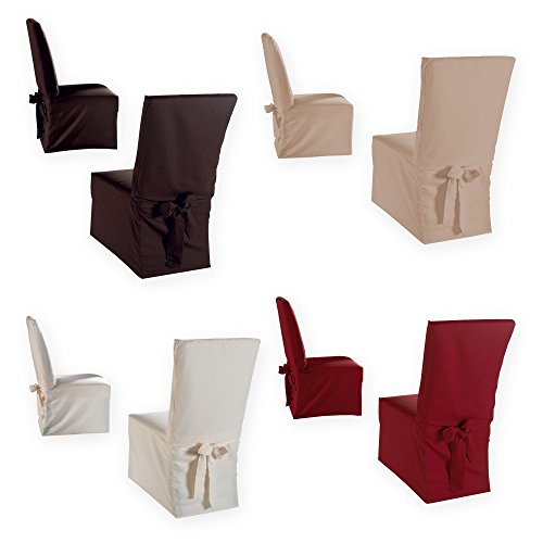 Stuhlhusse 2er Set Stuhl Husse Schleife Überwurf 40x40x110 Baumwolle Canvas #1546 natur - 2