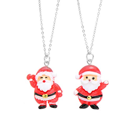 Preisvergleich Produktbild BESTOYARD 2PCS Freundschaftsketten Halskette Weihnachtsmann Halskette Weihnachtsschmuck Geschenk