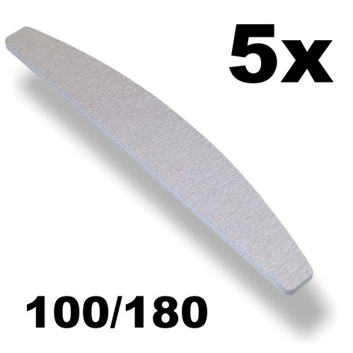 5 Stück Zebrafeile Halbmond- Körnung 100/180 - Kern Türkis - Ultra-Longlife Beschichtung - in Profi-Studioqualität