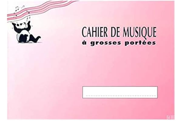 Partition : Papier à Musique : Cahier Enfant (grosses portées). - 32 pages - format à l'italienne 29.7 x 21 cm - 4 portées - Achat à l'unité - Le cahier