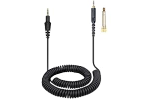 Panlouting Sostituzione Cavo Audio 3.5mm Aux con Molla Estensibile compatibile con Cuffie Pioneer DJ HDJ CUE1 HDJ CUE1BT HDJ X5 HDJ X7 HDJ S7 | Con Adattatore 6,3mm