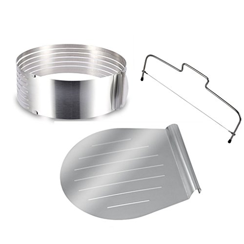 Goldbeing Torten Set inkl. Tortenheber, Tortenbodenteiler& Tortenboden-Schneidhilfe, Torten-Zubehör aus Edelstahl (Farbe: silber), Menge 1 x 3er Set