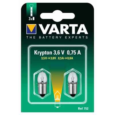 Varta 752 Glühlampe Stecksockel 3,6V 0,75A 2er Pack
