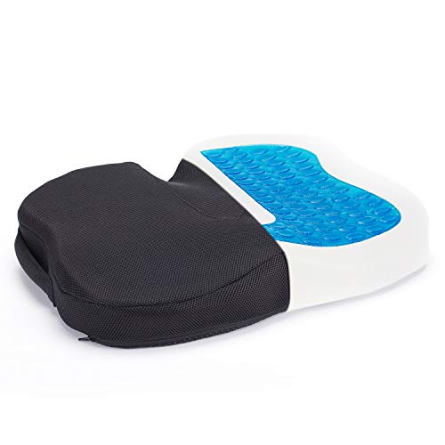 Cojin Gel Asiento Ortopédico de Espuma de Memoria, TravelEase Cojin Coxis para Dolor de Espalda y Alivio de Dolor de Hueso de la Cola Sciático, Usado para Silla de Oficina, Silla de Rueda (Negro)