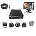 Produktbild WeniChen 3G GPS MDVR Kit für Bus LKW Auto Sicherheit – 960P 4CH SD-Karte Mobile DVR Videorekorder + 4 x 720P Front Side Back View Kameras + 7" TFT LCD Farbmonitor + 4 Stück Kabel