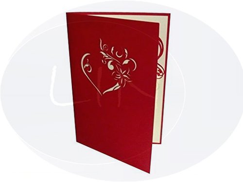 LIN-POP UP Karten Hochzeitskarten, Hochzeitseinladungen Valentinskarten 3D Karten Grußkarten Glückwunschkarten Liebe Hochzeit, küssendes Paar/Herzbäume - 2