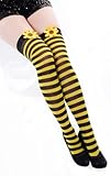 Karneval Fasching Strümpfe Overknee Kniestrümpfe Flotte Biene Hummel schwarz gelb gestreift Blume Z057