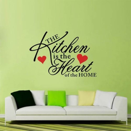 Wall Sticker QUOTE KITCHEN HEART HOME DINING ROOM Motto decor decal Vinyl Art