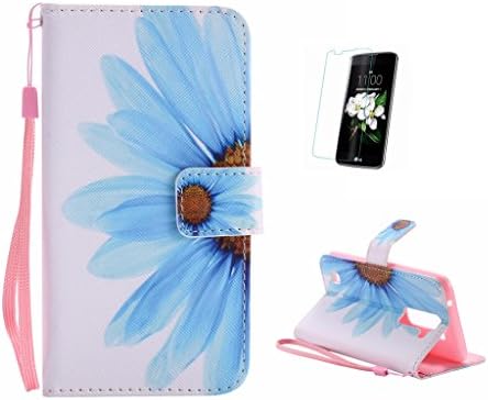 For LG K3 2017 Case [With Tempered Glass Screen Protector],Fatcatparadise(TM) Anti Scratch Flip Soft Silicone Back Cover Case ,Colorful Cute Pattern Design Flip Magnetic Premium PU Leather Credit Card Folio Holder Wallet Case For LG K3 2017 (Sunflower)