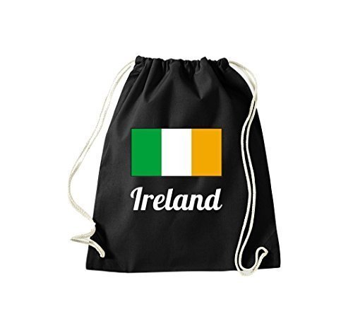 ShirtInStyle Gym Sack Turnbeutel Ländersack Ireland Irland Farbe Schwarz