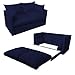 Ready Steady Bed Comfortable Children's Kids Drill 2-Seater Sofa Bed, Navy Blue