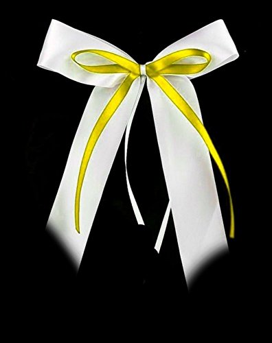 25 Antennenschleifen N9 Weiss & GELB als Brautwagen-Autoschmuck STAR-LINE® für Dekoration von Hochzeit, Brautwagen, Hochzeitsauto; Autoschleifen (N9)