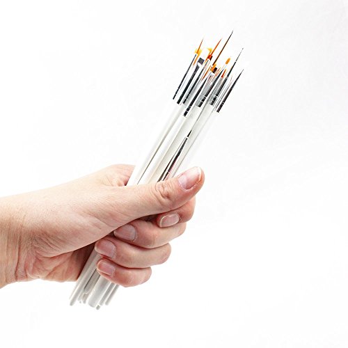 COM-FOUR® 15-teiliges hochwertiges Profi Nailart- und Modellage Pinsel-Set - 2