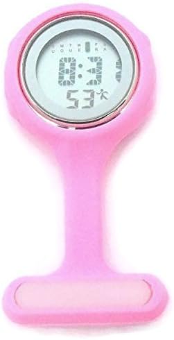 QBD Light Pink Digital Unisex Multi Function Silicone Nurses/Brooch/Tunic/Fob/Pocket/Carabiner Watch