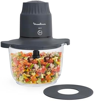 Moulinex Choppeo, Tritatutto con Recipiente in Vetro, Capacità Utile di 1 L, Vetro Borosilicato, 2 Velocità, Java Pepper, DJ602110