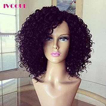 Virgin Peruvian Curly Human Hair Full Lace Wigs Glueless Lace Front Remy Human Hair Wigs with Baby Hair (10"lacefrontwig)