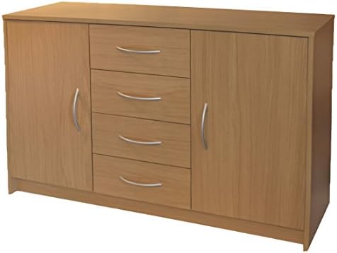 Devoted2Home Boldon | Lounge Furniture | 2 Door / 4 Drawer Sideboard | Storage Cabinet | Oak