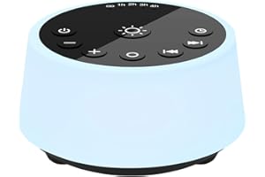 Color Noise Sound-Maschinen mit 25 beruhigende Geräusche, Schlaf-weißes Rauschgerät 32 Lautstärkestufen 10 Farben, Nachtlicht, 5 Timer einstellbare Helligkeit Memory-Funktion (Schwarz mit Licht)