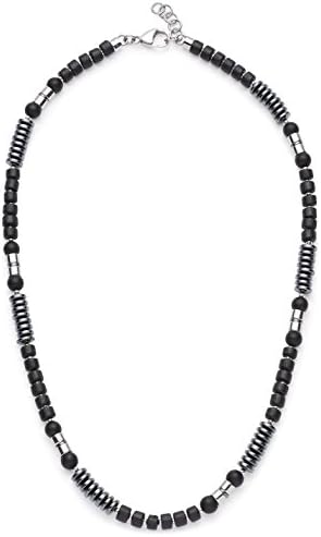 JEWELS BY LEONARDO Men-Necklace without pendant Genua Men stainless steel wood Hematit black silver anthrazit 50 cm carabiner fastener 016559