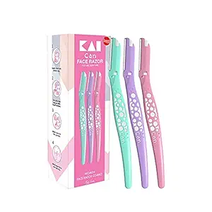 Kai Can-Bubble Face Razor for Women/ Face Trimmer For Women/ Multi Color (Pack of 3)