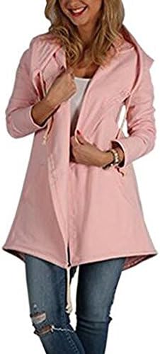 SWEETFISH Womens Long Sleeves Lightweight Casual Hoodie Cardigan Loose Sweatshirt Coat (UK Small, Pink)