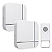 Produktbild Skaize QW921 Funk Haustürklingel Drahtlose Türglocke Set 2 Empfänger und 1 Klingeltaster (Weiß, Erweiterbar, Wetterfest, Bis 300m Reichweite)