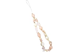 SCJJZ Łańcuszek na telefon komórkowy, torebka na ramię, pasek na rękę, do aparatu, zawieszka do telefonu komórkowego, 1 sztuka, ręcznie wykonana, krótka różowa kryształowa perła damska smycz na