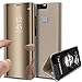 Produktbild Robinsoni für Xiaomi Redmi 5 Plus Spiegel Hülle Lederhülle Mirror Clear View Standing Hülle Leder + Spiegel Schutzhülle PU Brieftasche Flip Case Cover Wallet Tasche Etui Hülle Redmi 5 Plus,Gold