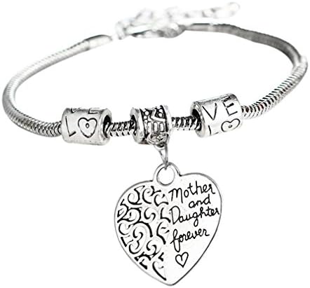 Bodhi2000 Mother and Daughter Forever Love Heart Bangle Bracelet for Mother's Day Gift Jewelry