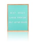  Gadgy ® Letter Board Holz und Filz Mintgrün Groß  Buchstaben Tafel Buchstabenbrett Rillentafel 40x50 cm.  Mit 350 Weiße Buchstaben & Zahlen Retro Felt
