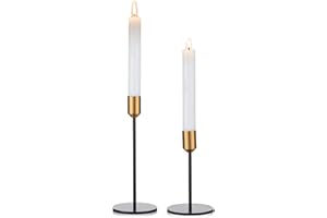 Nuptio Black Candle Holders for Candlesticks: Taper Candle Holder Gold, Vintage Candles Stick Stand Table Centrepiece Decorations for Wedding Birthday Party Christmas Halloween Dining Room, 2 Pieces