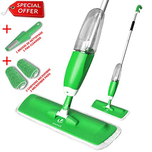 ACHATPRATIQUE Spray mop | Fregona con vaporizador Integrado | Mopa de Microfibra | Spray Mopa con vaporizador | 1 Cepillo de Limpieza y 2 Almohadillas de Microfibra Incluidas