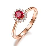 AnazoZ FINERING 18k Gold Damen-Ring Echt Turmaline 0.41 Karat Diamant Trauringe Eheringe Hochzeit Verlobung für Frauen Ringgr. 57 (18.1) Ringschmuck