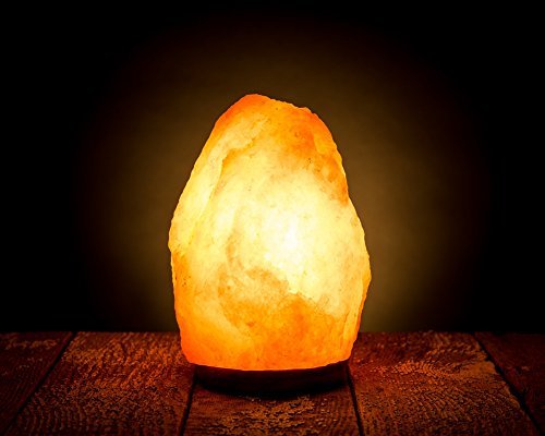 Natural Himalayan Rock Salt Lamp 6-7 lbs with Wood Base, Electric Wire & Bulb by HemingWeigh - 5
