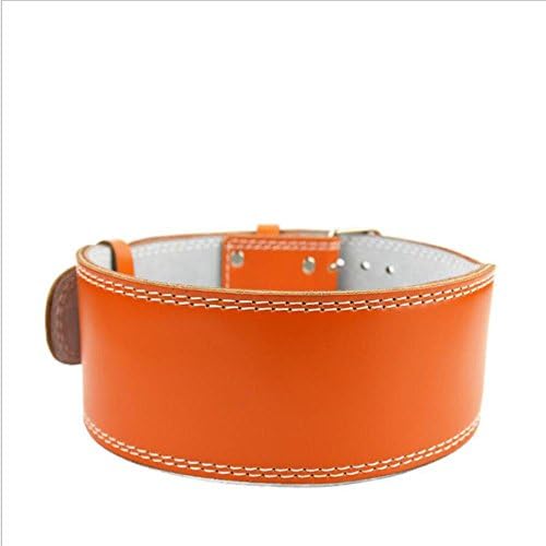 Serious Steel Fitness Leather Weight Lifting Belt Power lifting Exercise Belt Wide 8mm Thick Adjustable Sports training belt Orange , s