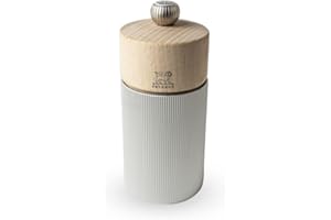 PEUGEOT - Salzmühle Line 12 cm - Klassische Mahlgradeinstellung - Aluminium und recyceltes Holz mit PEFC-Siegel - Französiches Know-How - Naturfarben