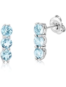Miore Damen-Ohrringe 9 Karat 375 Weißgold Blau Topas MG9080E