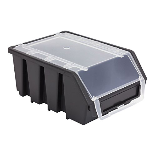 10 Stück Stapelbox Stapelkiste Sortierbox mit Deckel Größe 2 schwarz Ergobox Plus Regalbox Kunststoff
