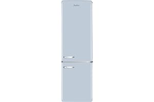 Amica KGCR 387 100 L Retro Kühl-/Gefrierkombination / Baby Blue (Hellblau) / 181cm (H) x 55cm (B) x 62cm (T) / Retro-Design / Kühlschrank mit Gefrierfach
