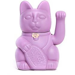 Gatete. El clásico Gato de la Suerte o la Fortuna o Maneki-Neko en divertidos colores. MALVA: "Riqueza y prosperidad." 10x6x15cm.