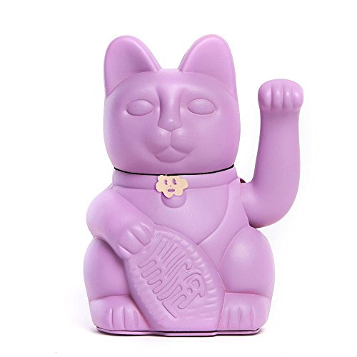 Gatete. El clásico Gato de la Suerte o la Fortuna o Maneki-Neko en divertidos colores. MALVA: "Riqueza y prosperidad." 10x6x15cm.