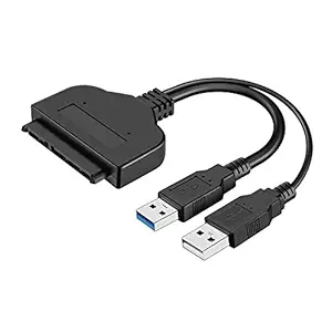 Microware USB 3.0 To Sata Adapter Cable - USB SATA Adapter Cable Converter 22 pin (7Pin + 15Pin) for 2.5 inch SATA HHD SSD Hard Disk Laptop and DVD Driver Dual USB 3.0 to SATA with USB 2.0 Power Cable